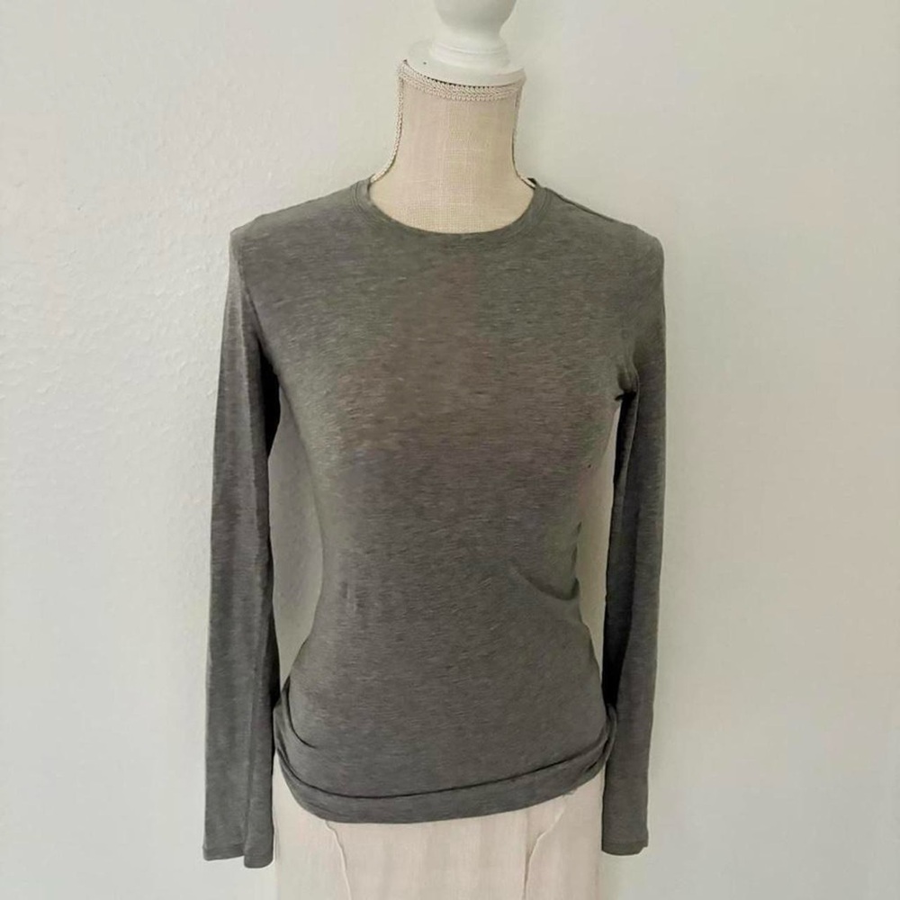 Women's Long Sleeve Crew Neck Top - Gray